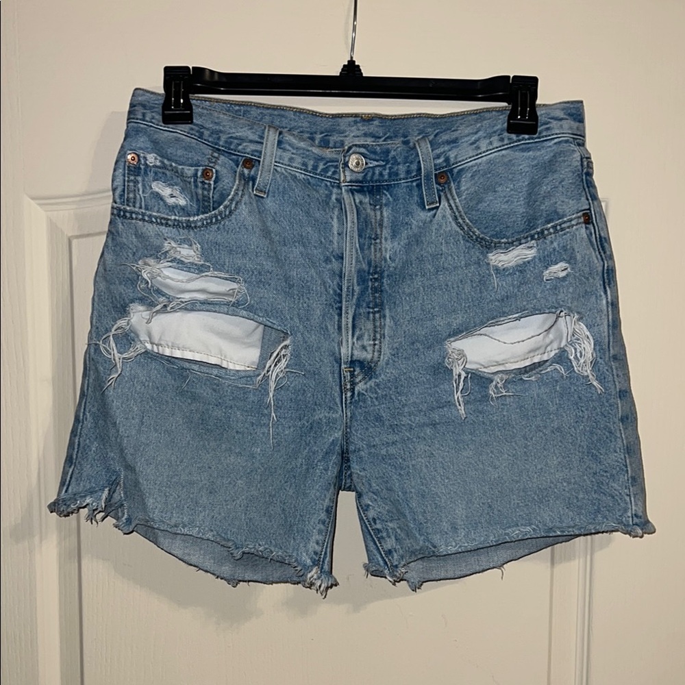 Levi's Blue Distressed Jean Shorts